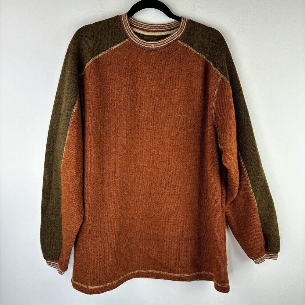 Clearwater Mens Sz L Pull Over Sweater SportswearLong Sleeve Crew Neck Orange